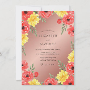 Terrakotta-Gelber-Mohn-Hochzeit Einladung