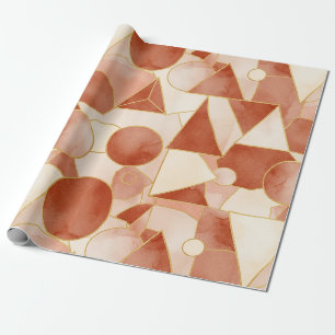 Terrakotta-Geometrie - Goldene Linienkunst-Mosaik Geschenkpapier