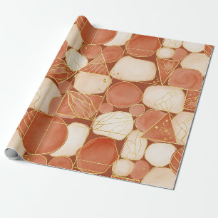 Terrakotta Geometrisch - Gold Linien Kunst Mosaik Geschenkpapier