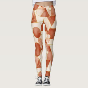 Terrakotta Geometrisch - Gold Linien Kunst Mosaik Leggings