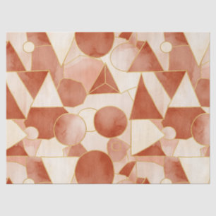 Terrakotta Geometrisch - Gold Linien Kunst Mosaik Seidenpapier