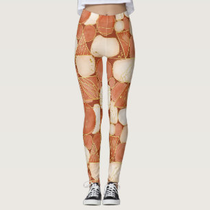 Terrakotta Geometrisch - Goldene Linien Kunst Mosa Leggings