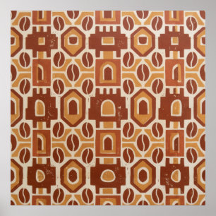 Terrakotta-Geometrisches-Muster-Plakat Poster