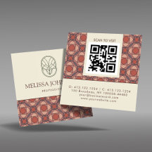 Terrakotta Geometrisches Quadrat QR Visitenkarte