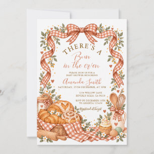 Terrakotta-Gingham-Babybauch-Baby-Shower Einladung