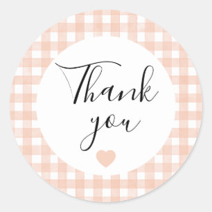 Terrakotta Gingham Danke Favor-Sticker Runder Aufkleber