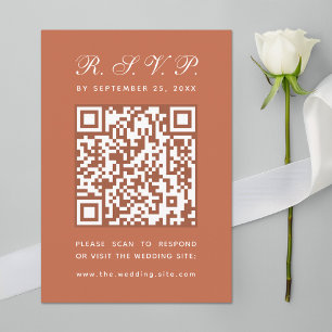 Terrakotta Großer QR-Code Einfache Kalligrafie Hoc RSVP Karte