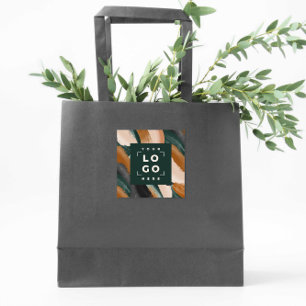 Terrakotta, grün abstrakt gestrichen minimalmodern quadratischer aufkleber