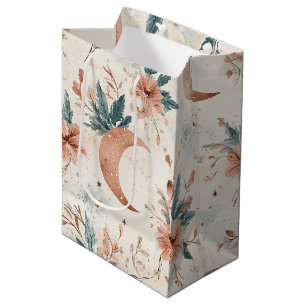 Terrakotta-Halbmond-Blumenmuster Himmelskörper Mittlere Geschenktüte