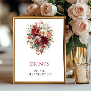 Terrakotta Herbst Blumen Getränke 8x10 Hochzeit Poster