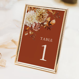 Terrakotta-Herbst-Hochzeit-Tischnummer Tischnummer