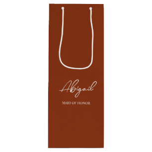 Terrakotta Herbst Personalisierter Name Hochzeitsf Geschenktüte Für Weinflaschen