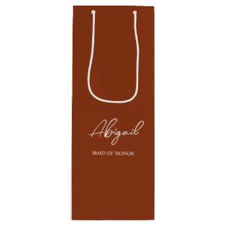 Terrakotta Herbst Personalisierter Name Hochzeitsf Geschenktüte Für Weinflaschen