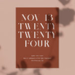Terrakotta-Herbst-Typografie Minimalistische Hochz Save The Date<br><div class="desc">Moderne stylische Typografie minimalistische Hochzeit Save the Date in den Tönen von Terrakotta,  Maultier,  Töpfer Ton Farben. Geeignet für Herbst / Herbst Hochzeit. Bitte kontaktieren Sie mich,  wenn Sie weitere Informationen benötigen.</div>