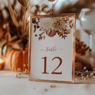 Terrakotta-Herbst-Watercolor-Botanical-Hochzeitsti Tischnummer