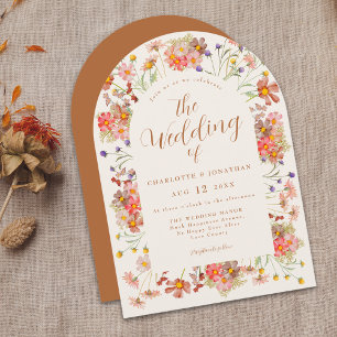 Terrakotta Hochzeit mit Blumen Einladung