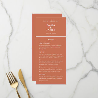 Terrakotta-Hochzeit mit umgekehrtem Et-Zeichen | E Menükarte