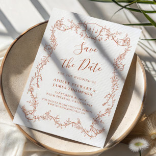 Terrakotta-Hochzeit-Save-the-Date-Karte mit wilder Einladung