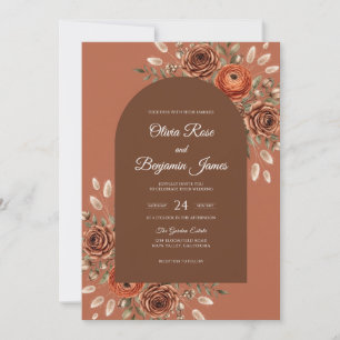 Terrakotta-Kakao-Blumen-Eukalyptus-Hochzeit Einladung
