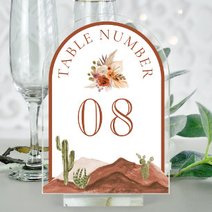 Terrakotta Kaktus Hochzeit Acryl-Tischnummer Acryleinladungen