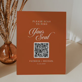 Terrakotta-Kalligrafie-Sitzplan-QR-Code Sockelschild