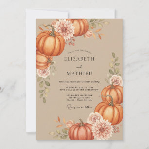 Terrakotta-Kürbis-Herbst-Eukalyptus-Hochzeit Einladung
