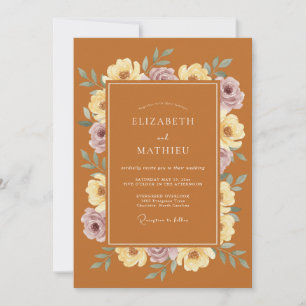 Terrakotta-Lilien-Kranz-Hochzeit Einladung