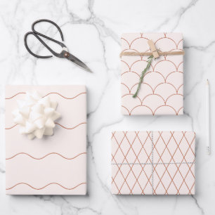Terrakotta-Linienkunst Meerjungfrau-Schal 3er-Set Geschenkpapier Set