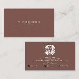 Terrakotta Luxus Minimalist QR-Code Professional Visitenkarte