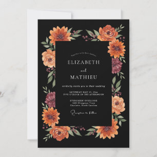 Terrakotta-Malerei-Blüten-Hochzeit Einladung