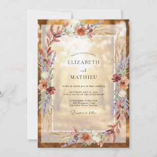 Terrakotta-Malven-Wildblumen-Hochzeit Einladung