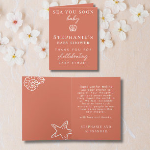 Terrakotta Meer Wir sehen uns bald Baby Shower Dan Dankeskarte