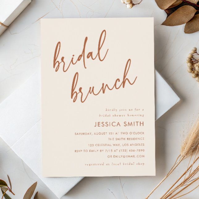 Terrakotta-Minimal-Boho-Braut-Brunch Einladung (Von Creator hochgeladen)