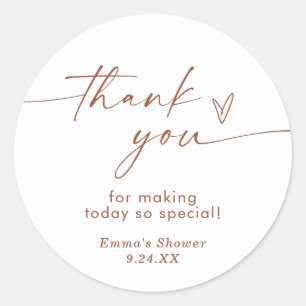 Terrakotta Minimalist Danke Favor Sticker