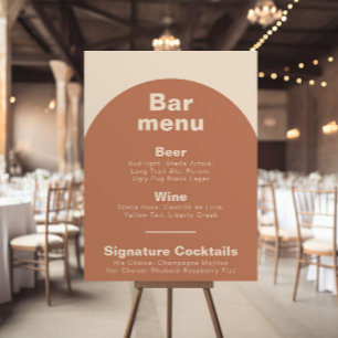 Terrakotta-Minimalist-Formell-Hochzeitsbar-Menü Poster