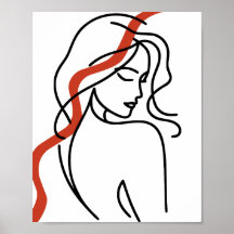 Terrakotta-Minimalist-Frauen-Linienkunstposter