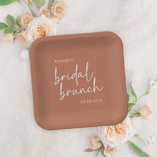 Terrakotta Minimalist Schrift Hochzeitsbrunch Pappteller