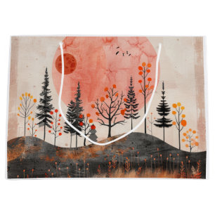 Terrakotta-Mond-Kupfer-Herbst-Volks-Waldkunst Große Geschenktüte