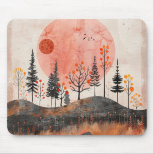 Terrakotta-Mond-Kupfer-Herbst-Volkswald-Kunst Mousepad