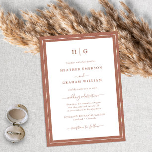 Terrakotta-Monogramm-Hochzeit Einladung