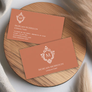 Terrakotta-Monogramm im eleganten vintage-braunem  Visitenkarte