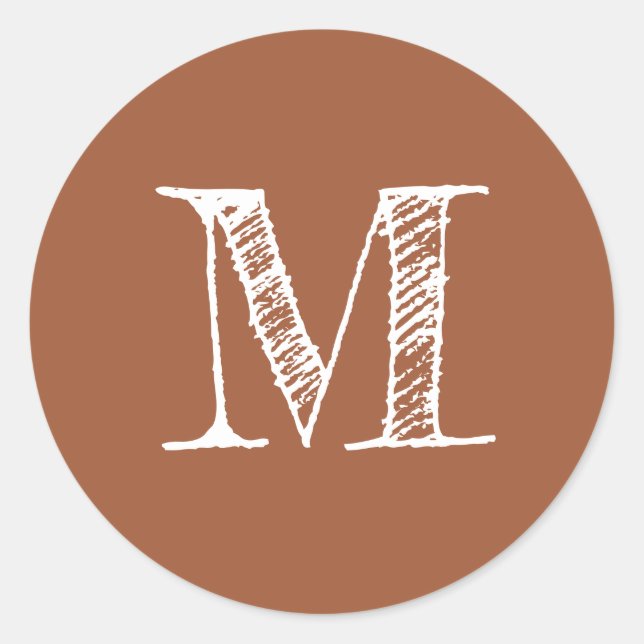 Terrakotta-Monogrammanfang Runder Aufkleber (Vorderseite)
