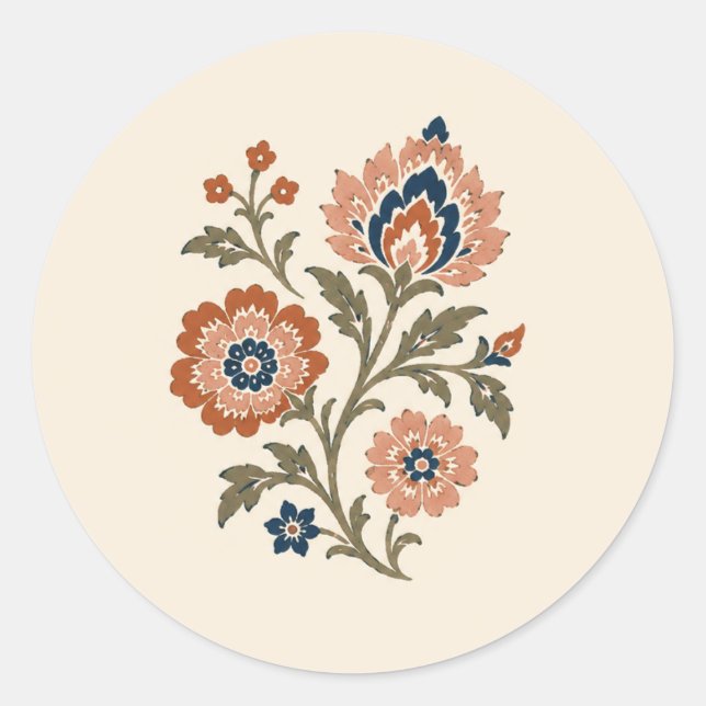Terrakotta-Navy-Blumenhochzeit Runder Aufkleber (Vorderseite)