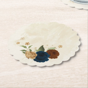 Terrakotta-Navy-Blumenhochzeit Untersetzer
