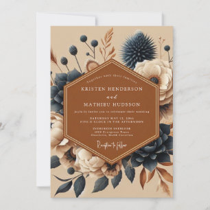 Terrakotta-Navy-Boho-Hochzeit Einladung