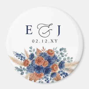 Terrakotta-Navy-Pampas-Grün-Moderne-Hochzeit Magnet