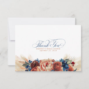 Terrakotta-Navyblau-Blumen-Boho-Kleine-Dankeschön Dankeskarte
