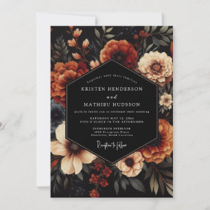 Terrakotta Noir Bloom Hochzeit Einladung