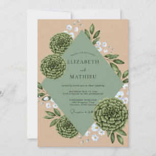 Terrakotta-Oliv-Sukkulenten-Eukalyptus-Hochzeit Einladung