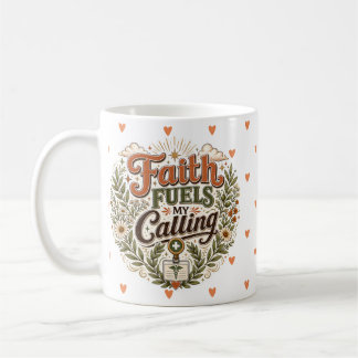Terrakotta-Oliv-Wildblumen-Abzeichen-Spule-Nurse-G Kaffeetasse